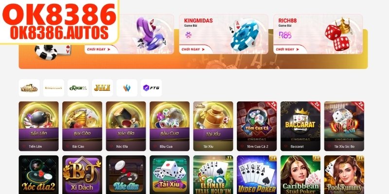 Sảnh game bài OK8386 và những thông tin cụ thể