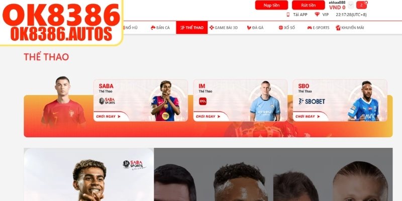 Tổng quan sảnh cược thể thao OK8386