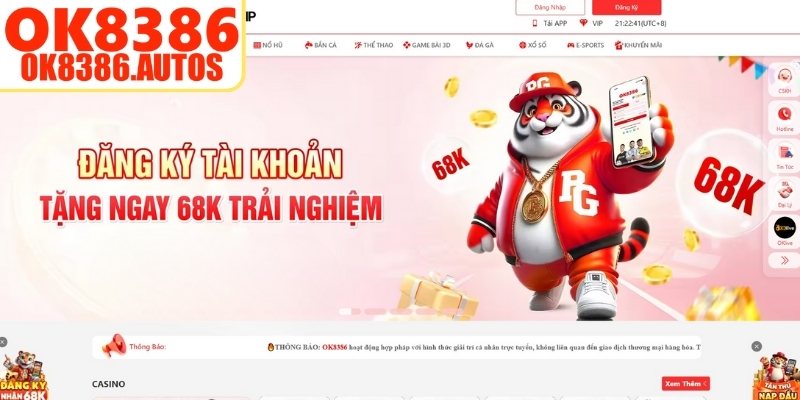 Giao diện thương hiệu OK8386 thân thiện